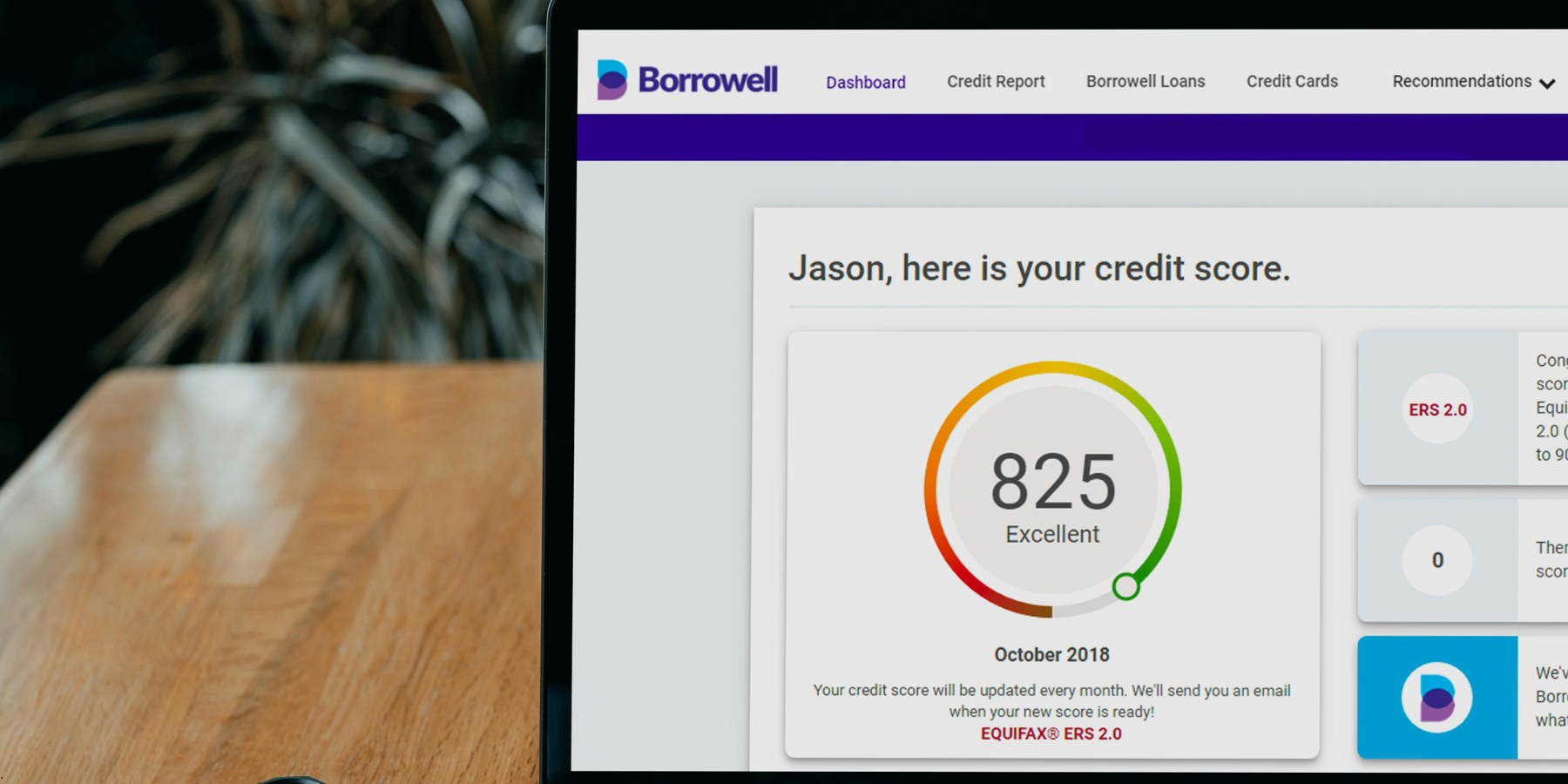 Screen showcasing someone's excellent credit score Screen showcasing someone's excellent credit score