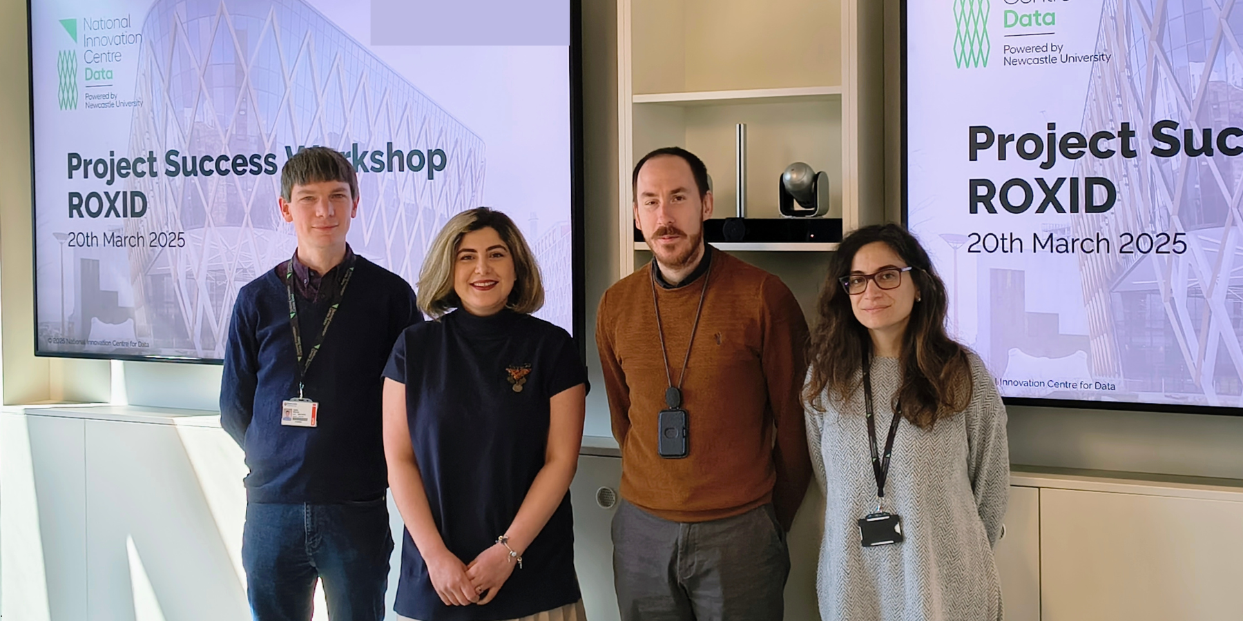 Dr Chris Wedge, Data Scientist, NICD (left), Roxana Montazerian, Founder, ROXID (middle), Dr Matt Edwards, Former Senior Data Scientist, NICD (middle), Dr Antonia Kontaratou, Data Scientist, NICD (right)